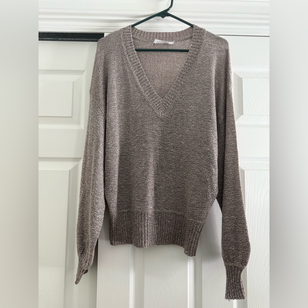 All in Favor Women's Gray V-Neck Sweater